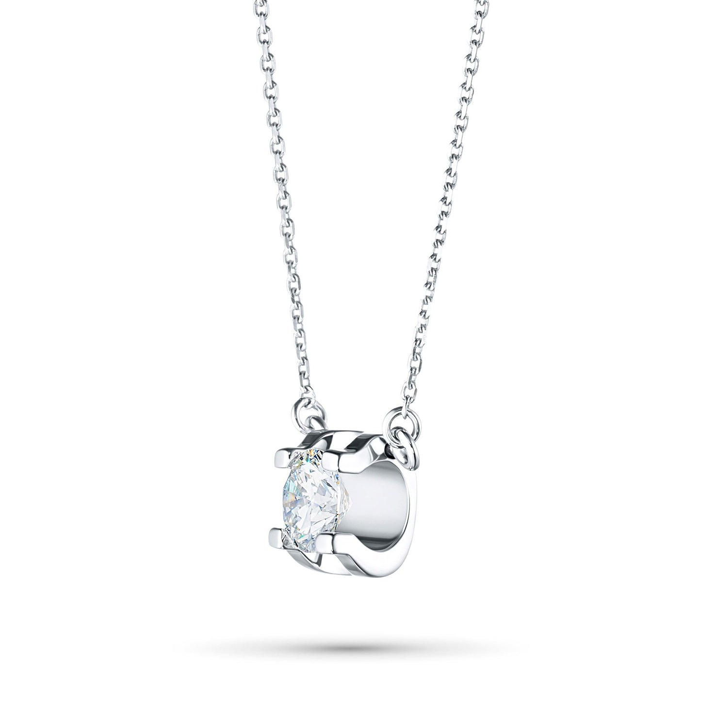 14K White Gold Necklace with 1 Round-Cut Lab-Created Diamond 0.33 - Which Mark