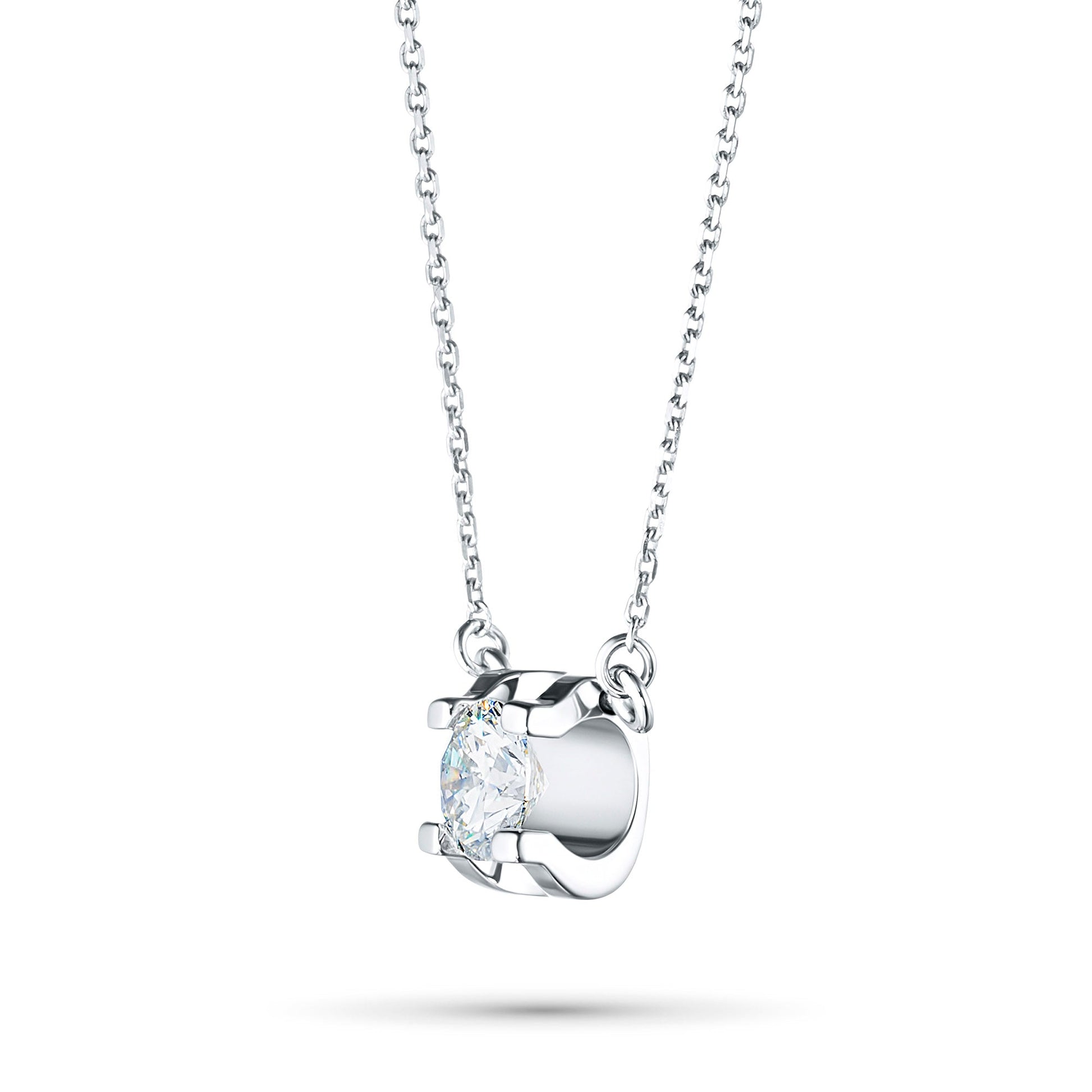 14K White Gold Necklace with 1 Round-Cut Lab-Created Diamond 0.33 - Which Mark