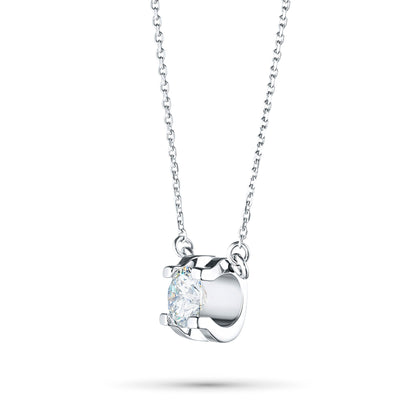 14K White Gold Necklace with 1 Round-Cut Lab-Created Diamond 0.33 - Which Mark