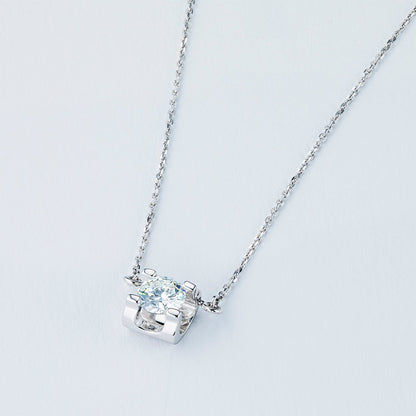 14K White Gold Necklace with 1 Round-Cut Lab-Created Diamond 0.33 - Which Mark