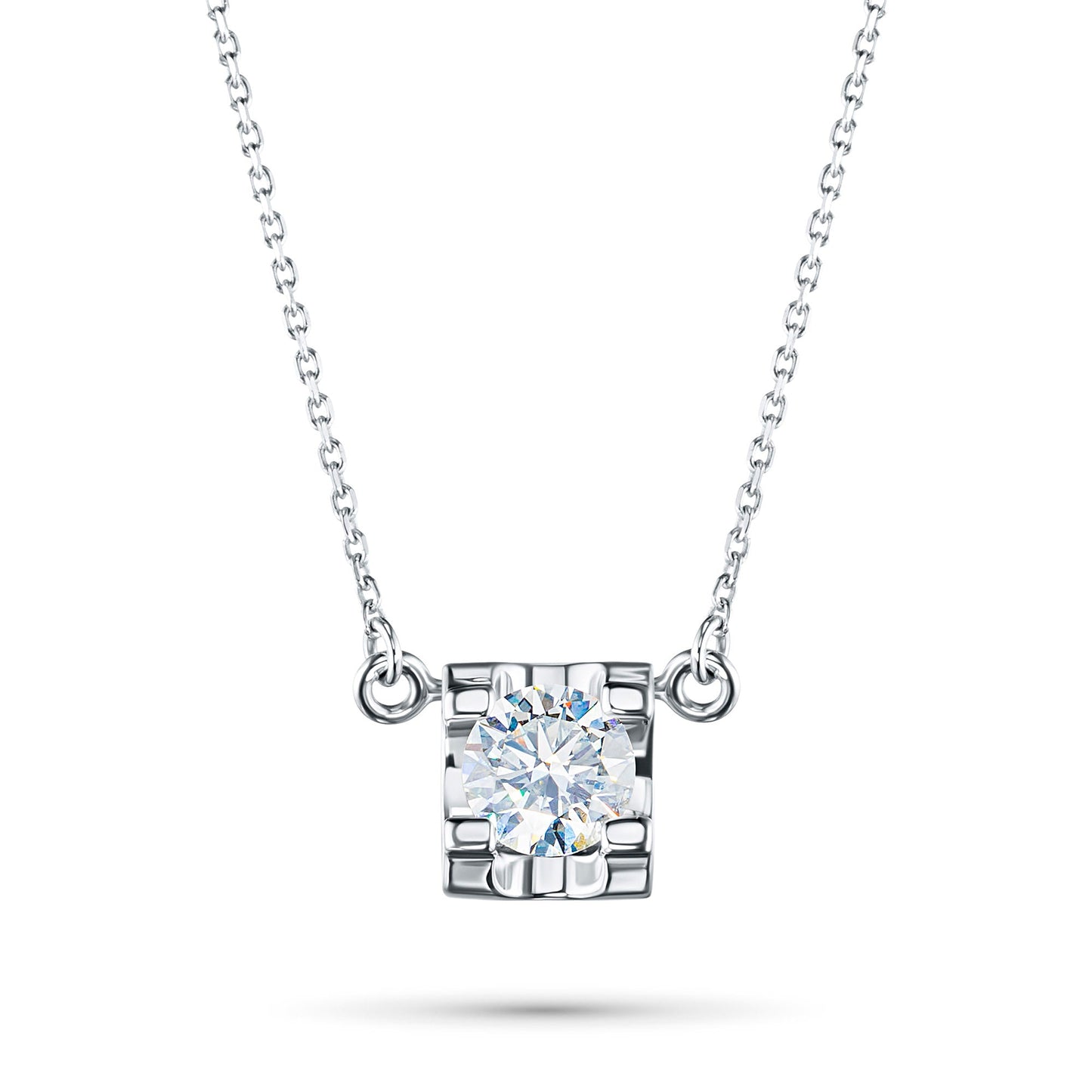 14K White Gold Necklace with 1 Round-Cut Lab-Created Diamond 0.33 - Which Mark