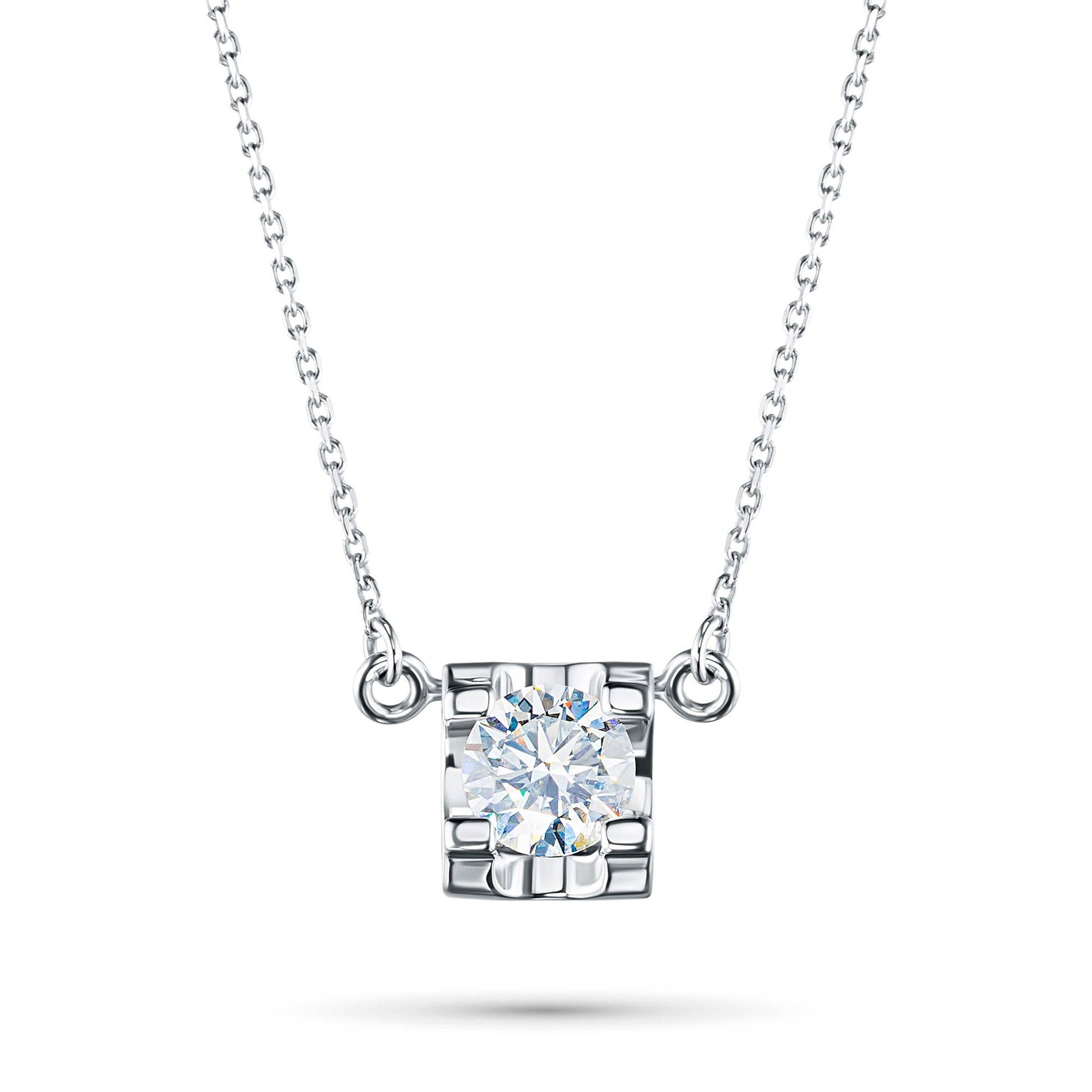 14K White Gold Necklace with 1 Round-Cut Lab-Created Diamond 0.33 - Which Mark