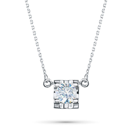 14K White Gold Necklace with 1 Round-Cut Lab-Created Diamond 0.33 - Which Mark