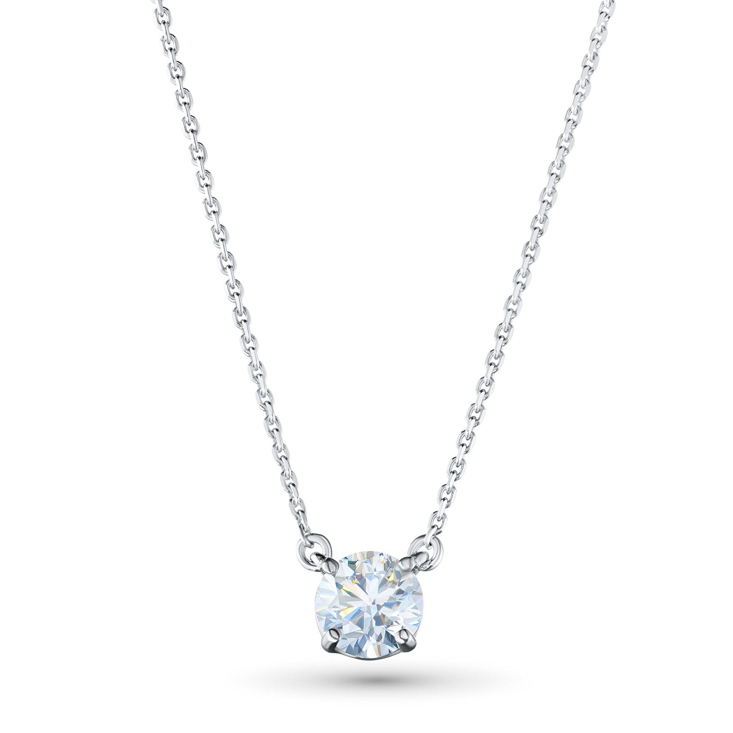 14K White Gold Necklace with 1 Round-Cut Lab-Created Diamond 0.4 CT.TW - Which Mark