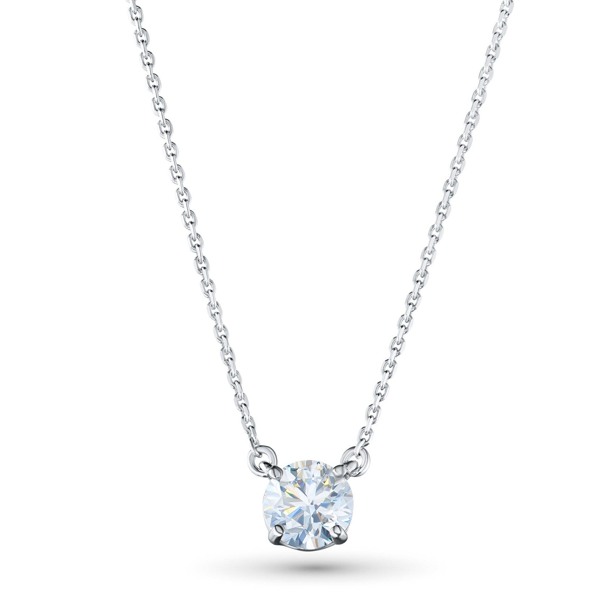 14K White Gold Necklace with 1 Round-Cut Lab-Created Diamond 0.4 CT.TW - Which Mark