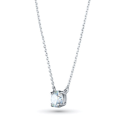 14K White Gold Necklace with 1 Round-Cut Lab-Created Diamond 0.4 CT.TW - Which Mark