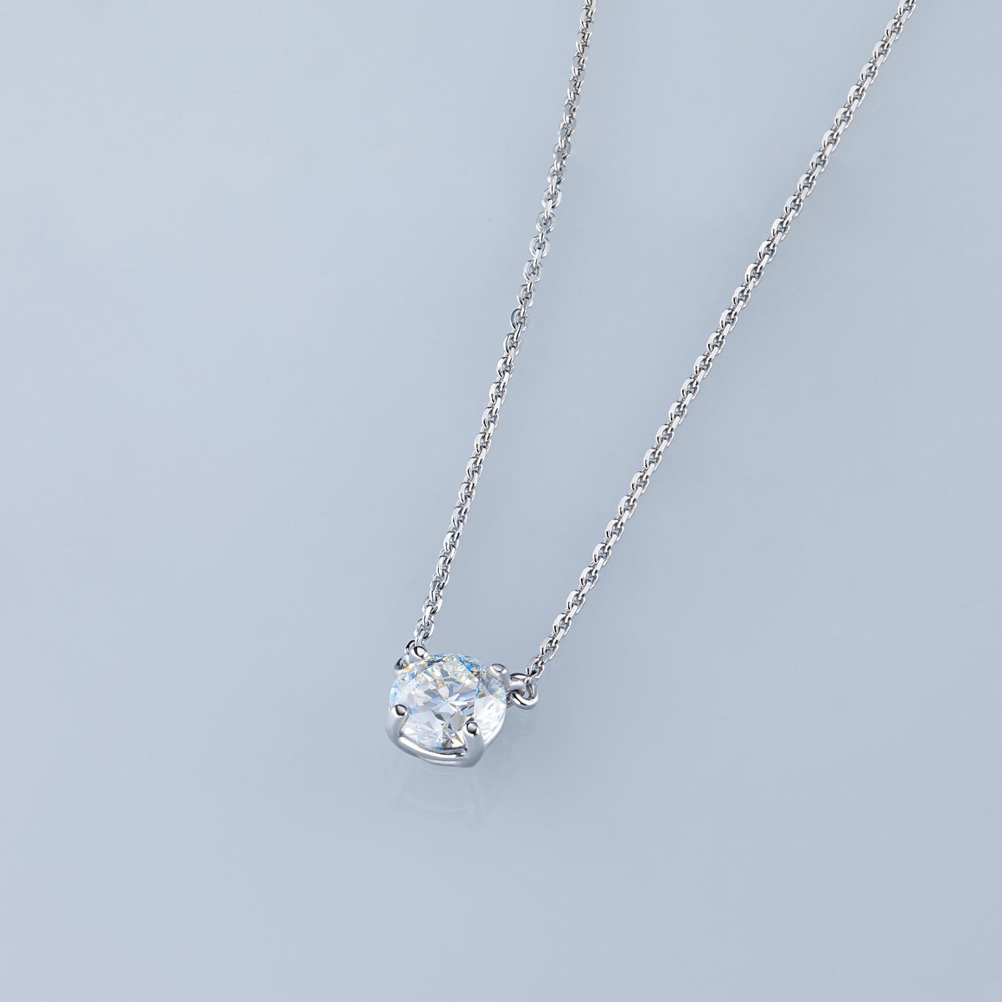 14K White Gold Necklace with 1 Round-Cut Lab-Created Diamond 0.4 CT.TW - Which Mark