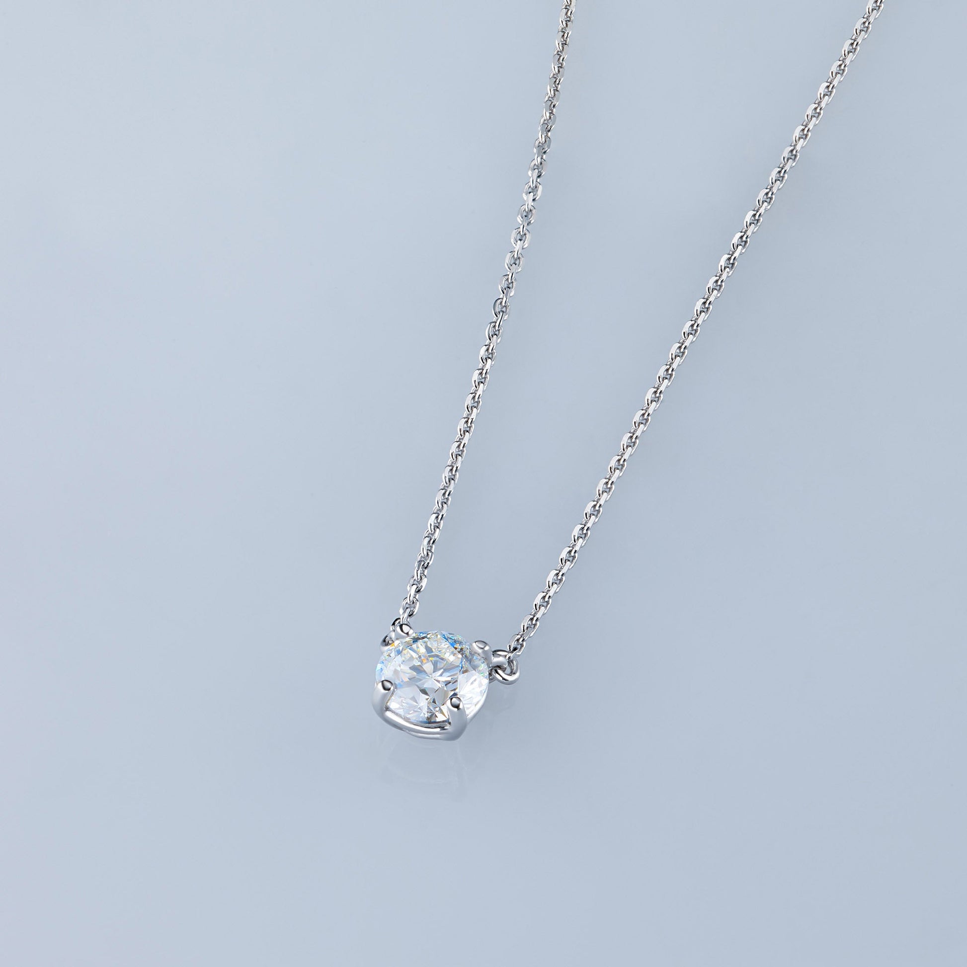 14K White Gold Necklace with 1 Round-Cut Lab-Created Diamond 0.4 CT.TW - Which Mark