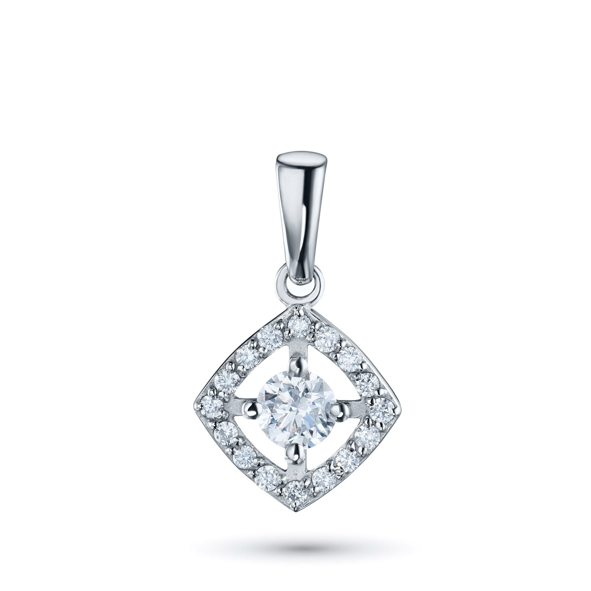 14K White Gold Pendant with 17 Round-Cut Lab-Created Diamonds 0.35 - Which Mark