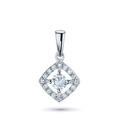 14K White Gold Pendant with 17 Round-Cut Lab-Created Diamonds 0.35 - Which Mark
