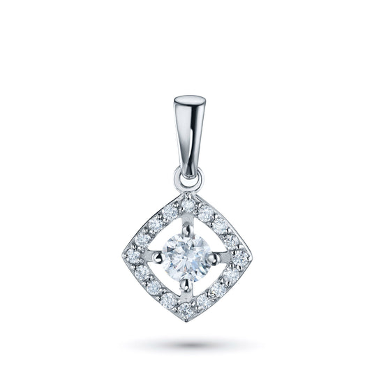 14K White Gold Pendant with 17 Round-Cut Lab-Created Diamonds 0.35 - Which Mark