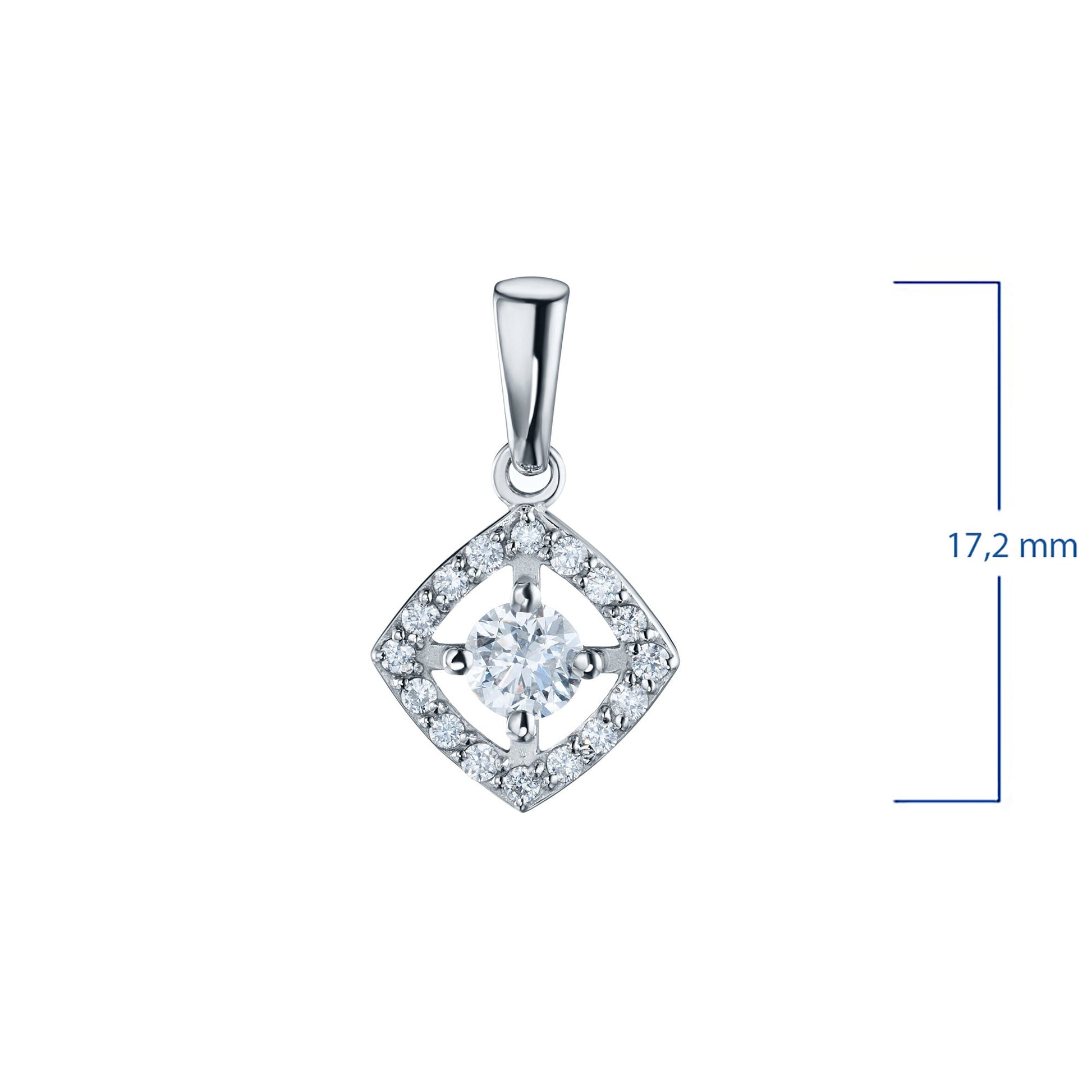 14K White Gold Pendant with 17 Round-Cut Lab-Created Diamonds 0.35 - Which Mark