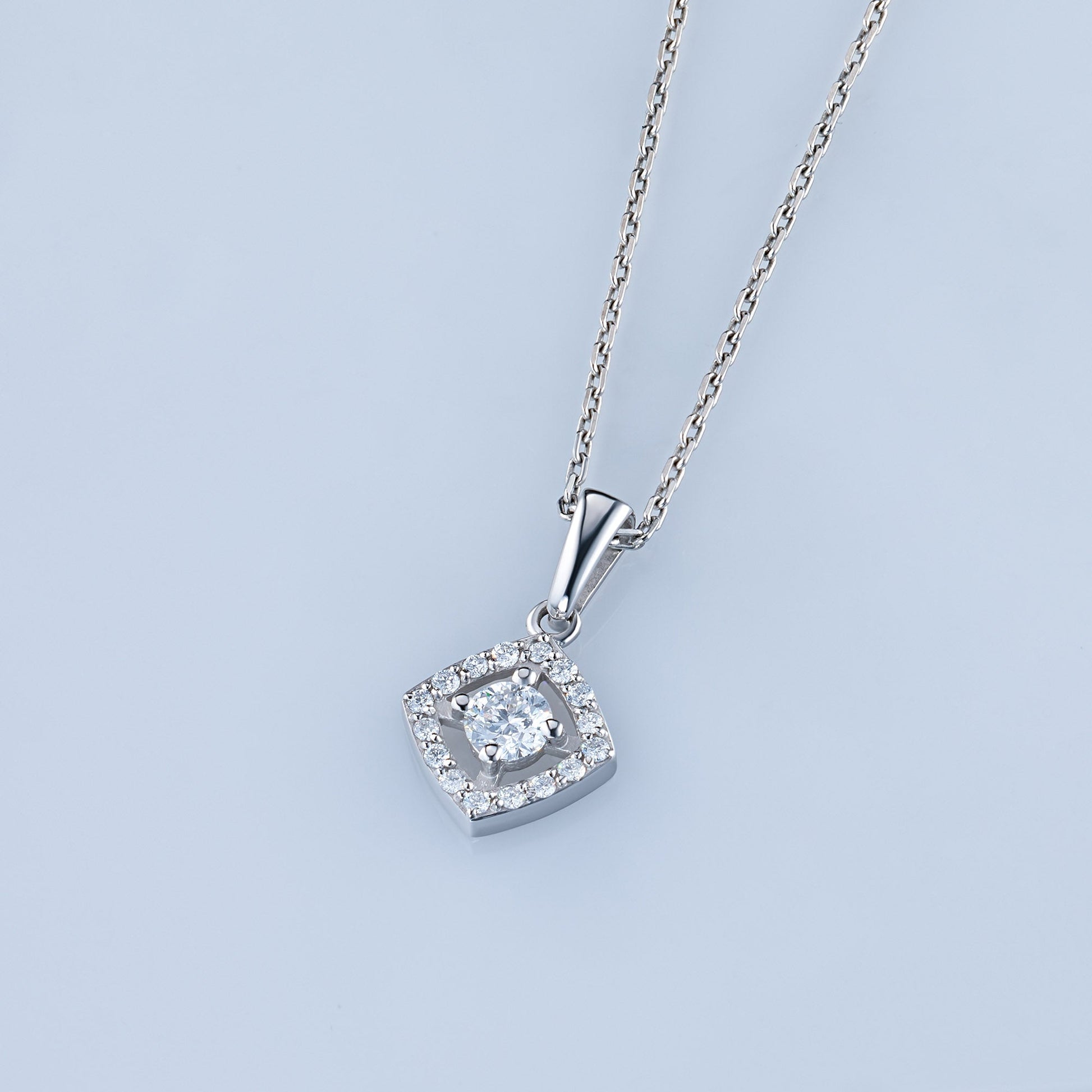 14K White Gold Pendant with 17 Round-Cut Lab-Created Diamonds 0.35 - Which Mark