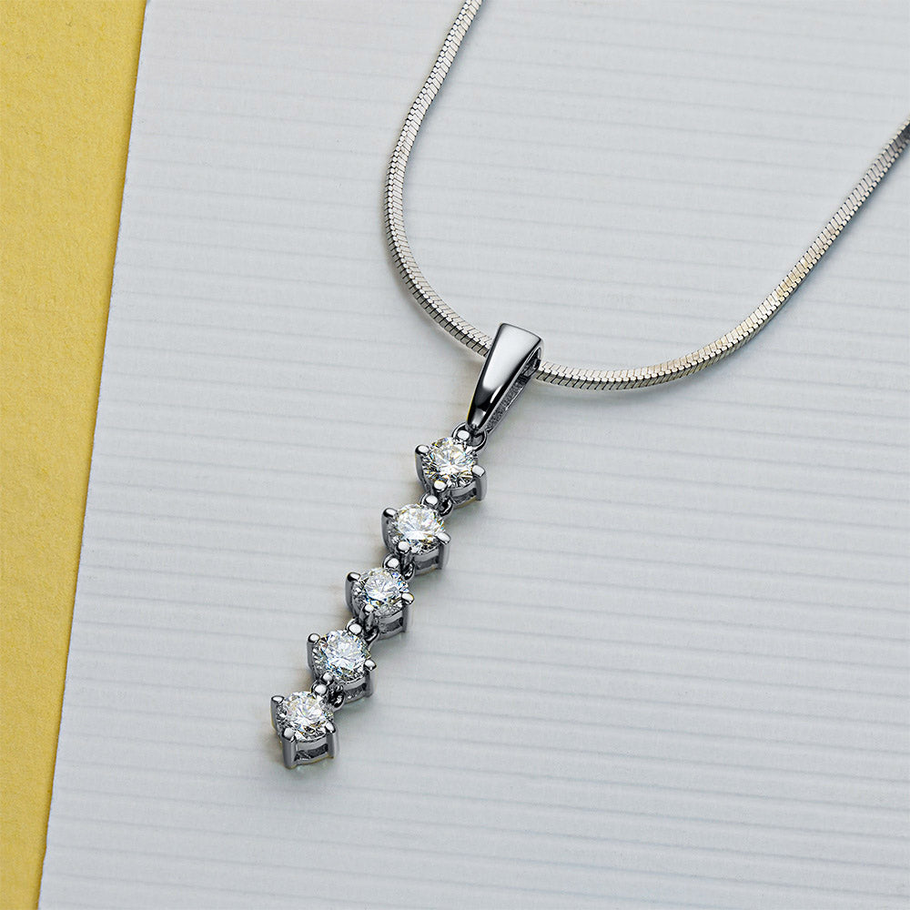 Sterling Silver Pendant with 5 Round-Cut Lab-Created Diamonds 0.514 - Which Mark