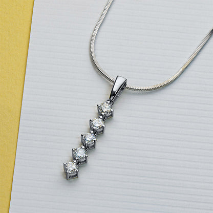 Sterling Silver Pendant with 5 Round-Cut Lab-Created Diamonds 0.514 - Which Mark