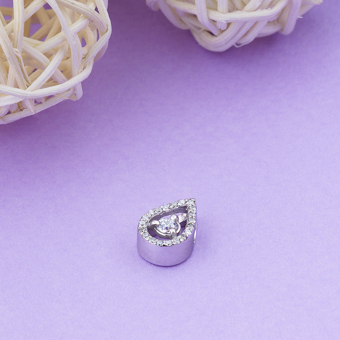 14K White Gold Pendant with 21 Round-Cut Lab-Created Diamonds 0.33 - Which Mark