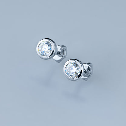 14K White Gold Earring Studs with 2 Round-Cut Lab-Created Diamonds - Which Mark