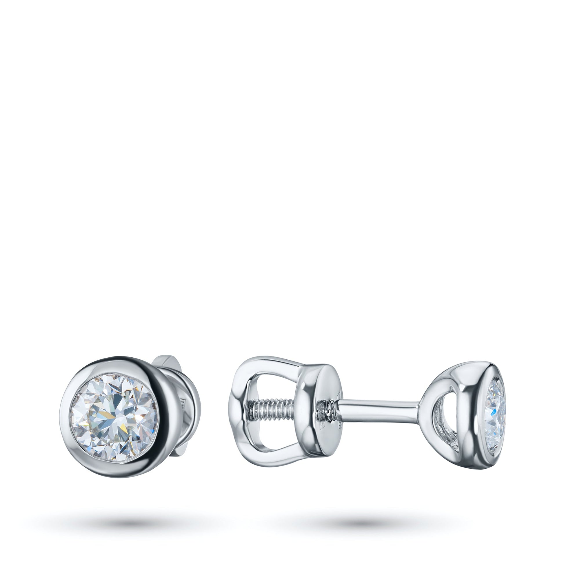 14K White Gold Earring Studs with 2 Round-Cut Lab-Created Diamonds - Which Mark