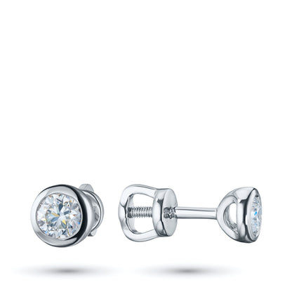 14K White Gold Earring Studs with 2 Round-Cut Lab-Created Diamonds - Which Mark