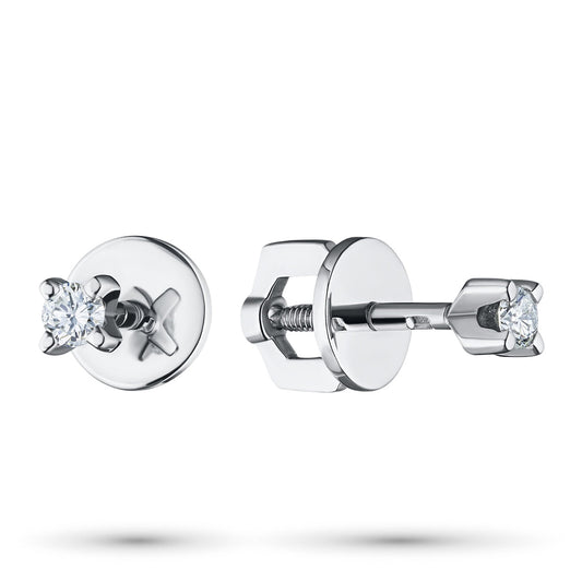 14K White Gold Earring Studs with 2 Princess-Cut Lab-Created Diamonds - Which Mark