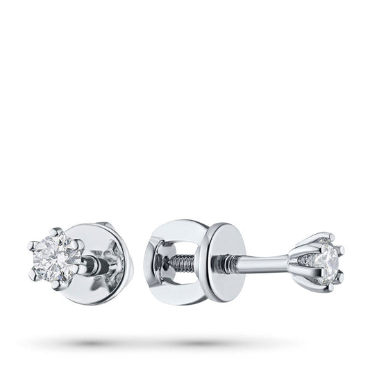 14K White Gold Earring Studs with 2 Round-Cut Lab-Created Diamonds - Which Mark