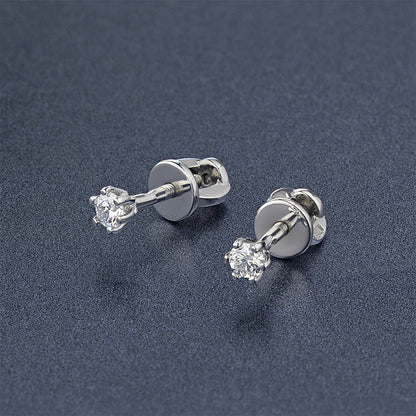 14K White Gold Earring Studs with 2 Round-Cut Lab-Created Diamonds - Which Mark