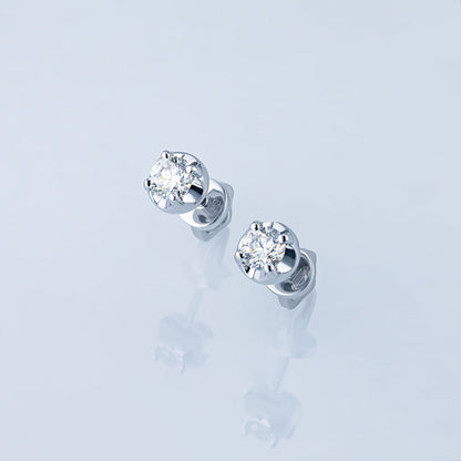 14K White Gold Earring Studs with 2 Round-Cut Lab-Created Diamonds - Which Mark