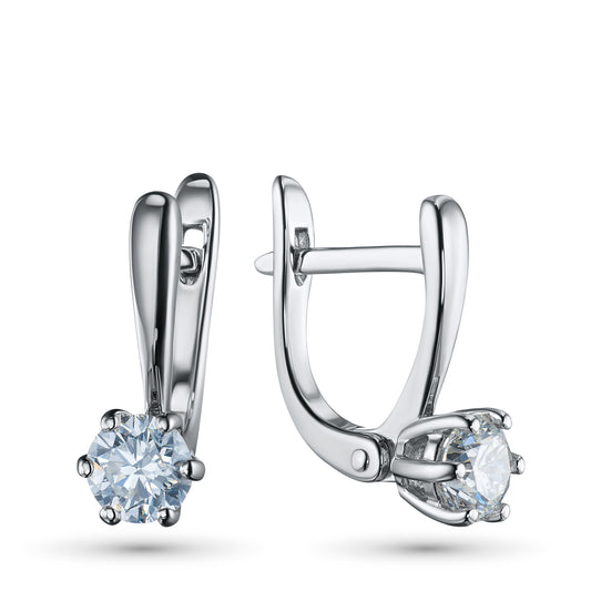 14K White Gold Earrings with 2 Round-Cut Lab-Created Diamonds 0.72 - Which Mark