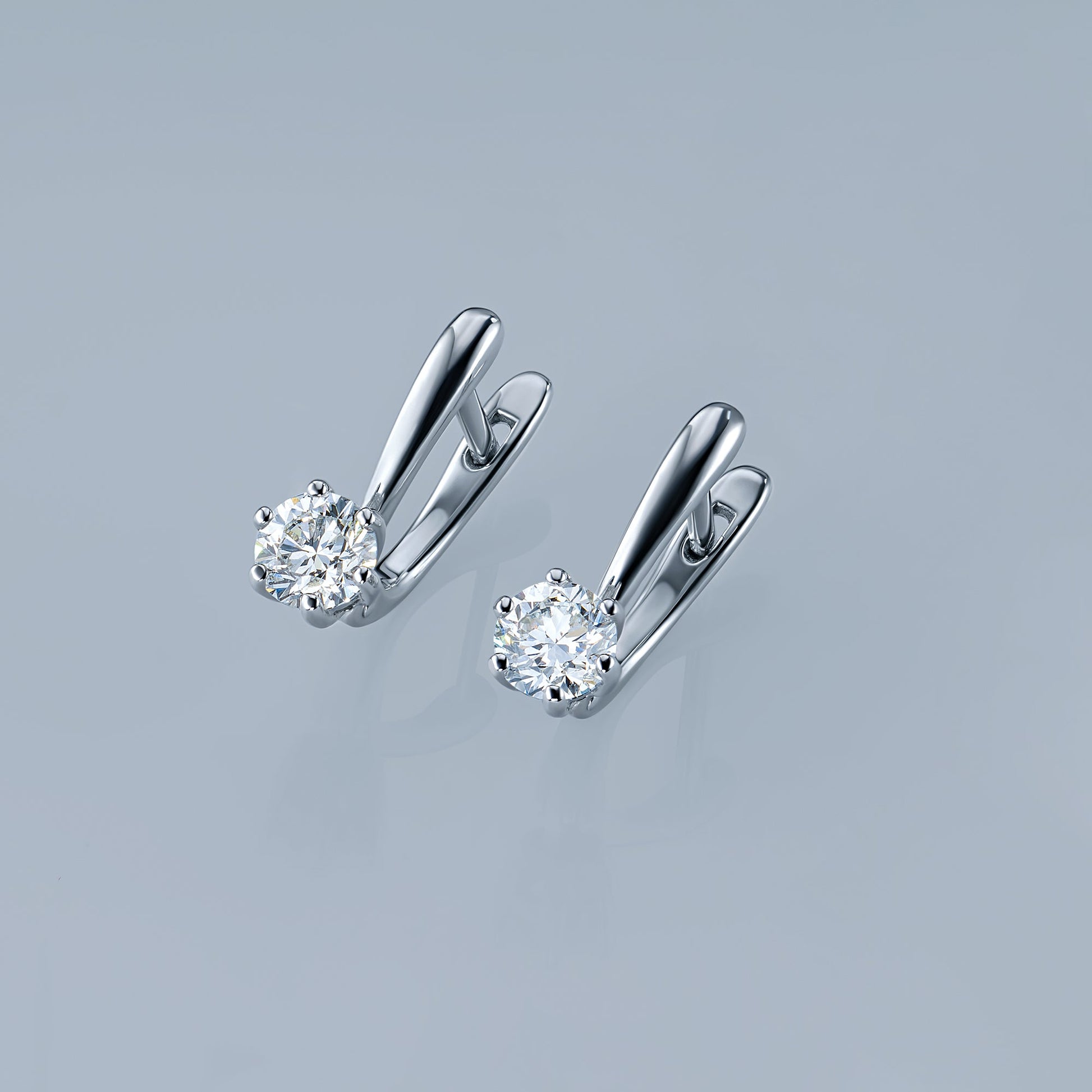 14K White Gold Earrings with 2 Round-Cut Lab-Created Diamonds 0.72 - Which Mark