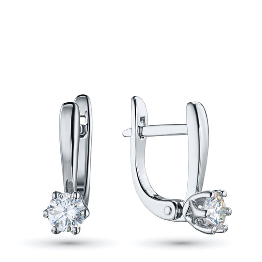 14K White Gold Earrings with 2 Round-Cut Lab-Created Diamonds 0.76 - Which Mark