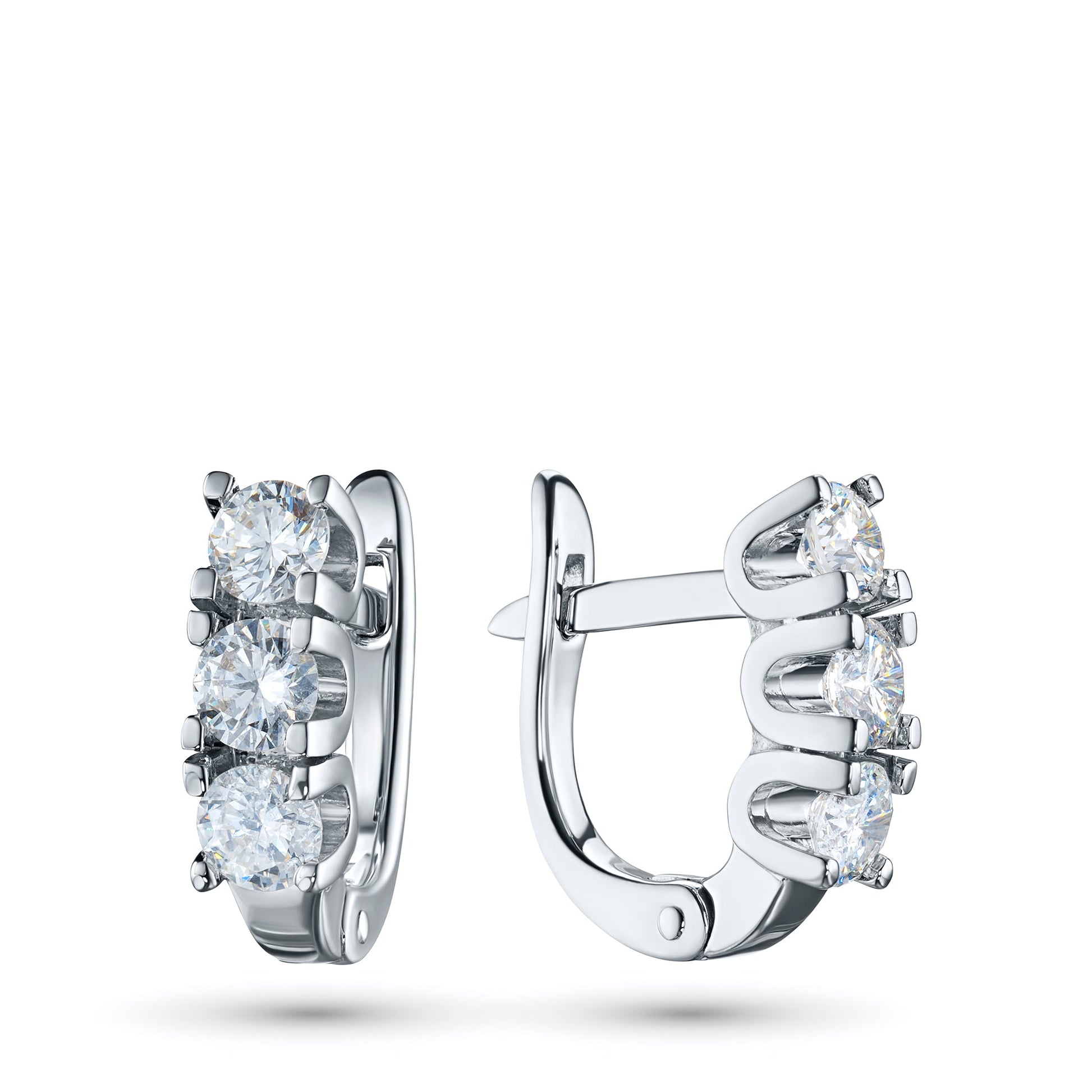 14K White Gold Earrings with 6 Round-Cut Lab-Created Diamonds 1.533 - Which Mark
