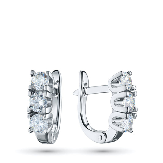 14K White Gold Earrings with 6 Round-Cut Lab-Created Diamonds 1.533 - Which Mark