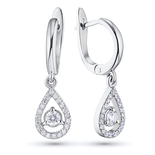14K White Gold Earrings with 42 Round-Cut Lab-Created Diamonds 1.22 - Which Mark