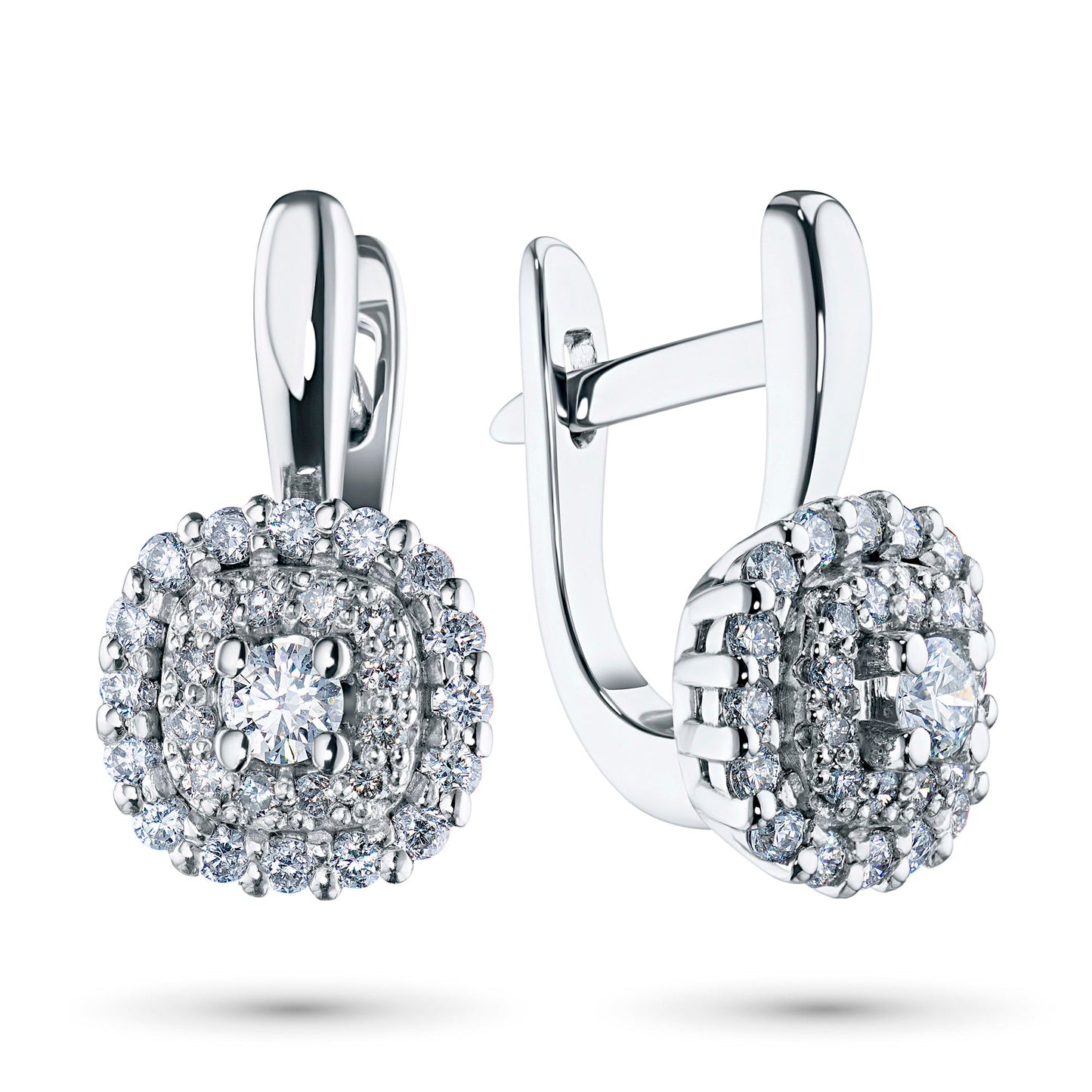 14K White Gold Earrings with 58 Round-Cut Lab-Created Diamonds 0.701 - Which Mark
