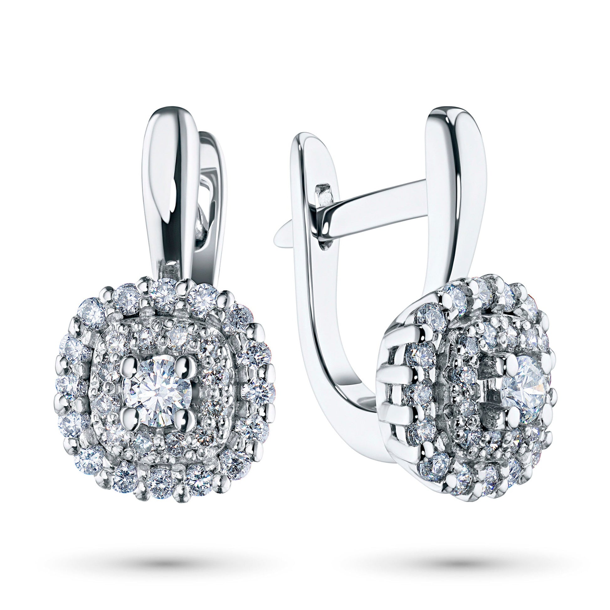 14K White Gold Earrings with 58 Round-Cut Lab-Created Diamonds 0.701 - Which Mark
