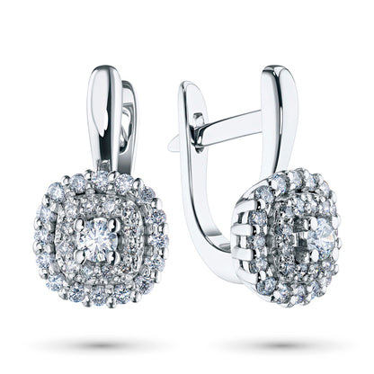 14K White Gold Earrings with 58 Round-Cut Lab-Created Diamonds 0.701 - Which Mark