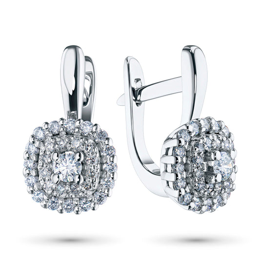 14K White Gold Earrings with 58 Round-Cut Lab-Created Diamonds 0.701 - Which Mark