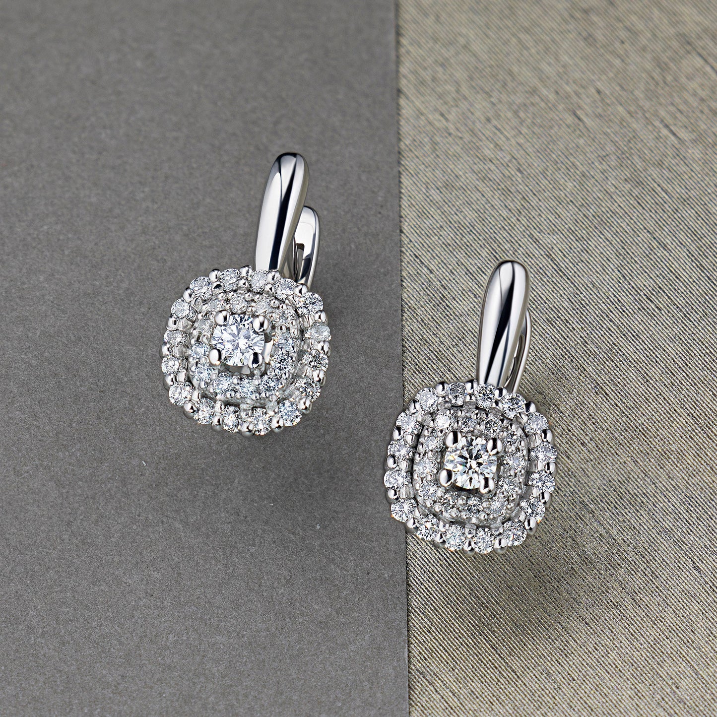 14K White Gold Earrings with 58 Round-Cut Lab-Created Diamonds 0.701 - Which Mark