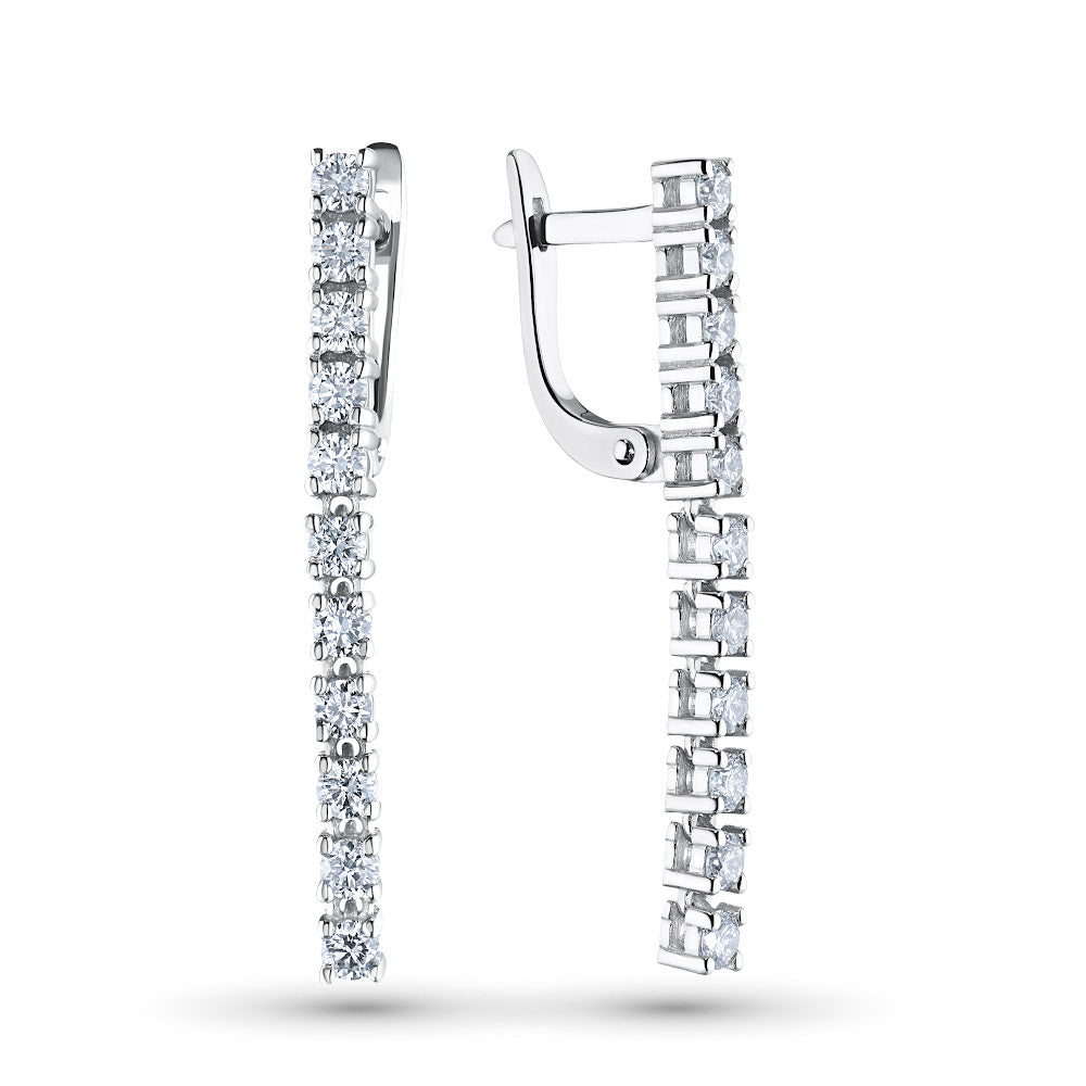 14K White Gold Earrings with 22 Round-Cut Lab-Created Diamonds 1.152 - Which Mark