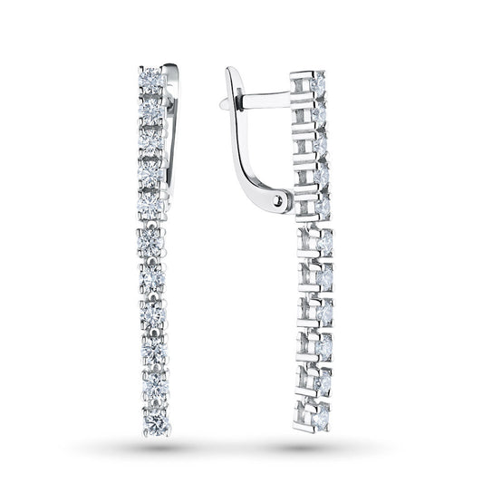 14K White Gold Earrings with 22 Round-Cut Lab-Created Diamonds 1.152 - Which Mark