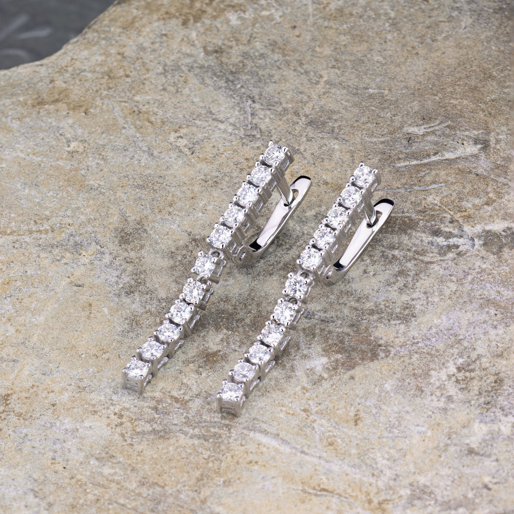 14K White Gold Earrings with 22 Round-Cut Lab-Created Diamonds 1.152 - Which Mark