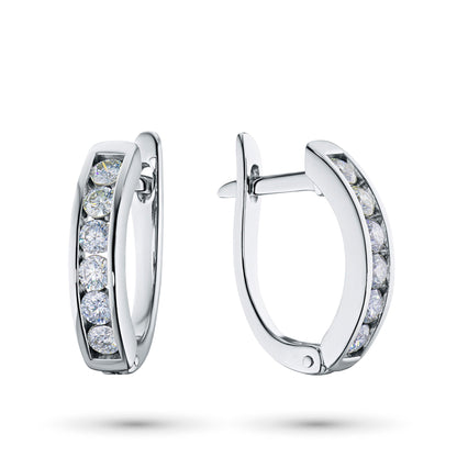 14K White Gold Earrings with 12 Round-Cut Lab-Created Diamonds 0.908 - Which Mark