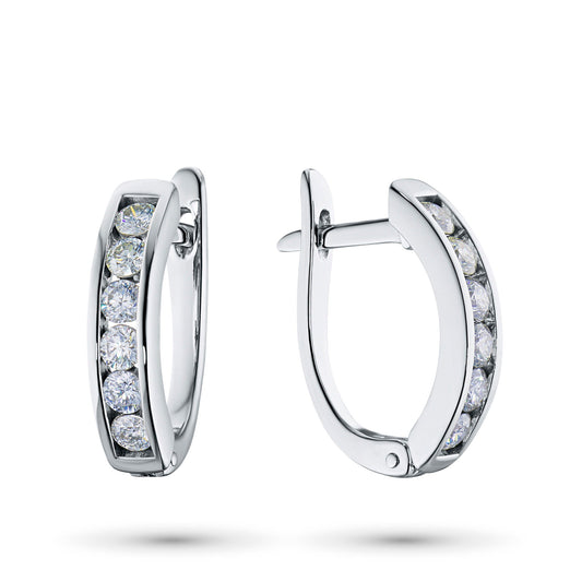 14K White Gold Earrings with 12 Round-Cut Lab-Created Diamonds 0.908 - Which Mark