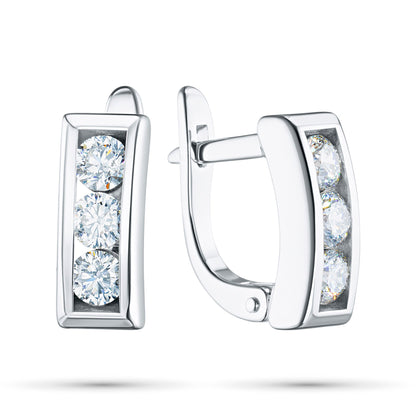 14K White Gold Earrings with 6 Round-Cut Lab-Created Diamonds 0.851 - Which Mark
