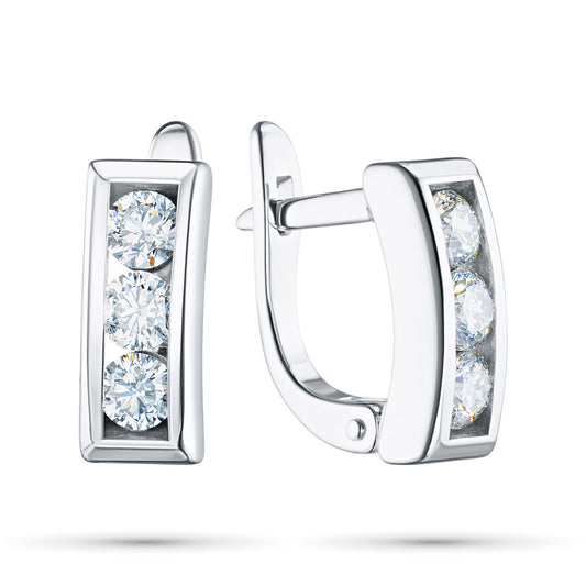 14K White Gold Earrings with 6 Round-Cut Lab-Created Diamonds 0.851 - Which Mark