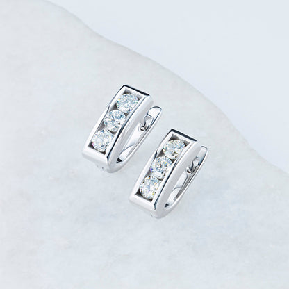 14K White Gold Earrings with 6 Round-Cut Lab-Created Diamonds 0.851 - Which Mark