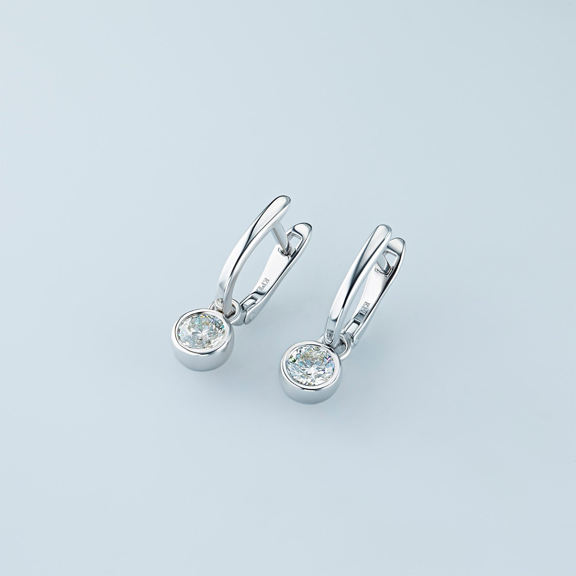 14K White Gold Earrings with 2 Round-Cut Lab-Created Diamonds 0.91 - Which Mark