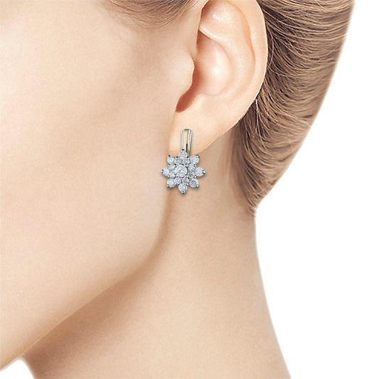 14K White and Yellow Gold Earrings with 34 Round-Cut Lab-Created - Which Mark
