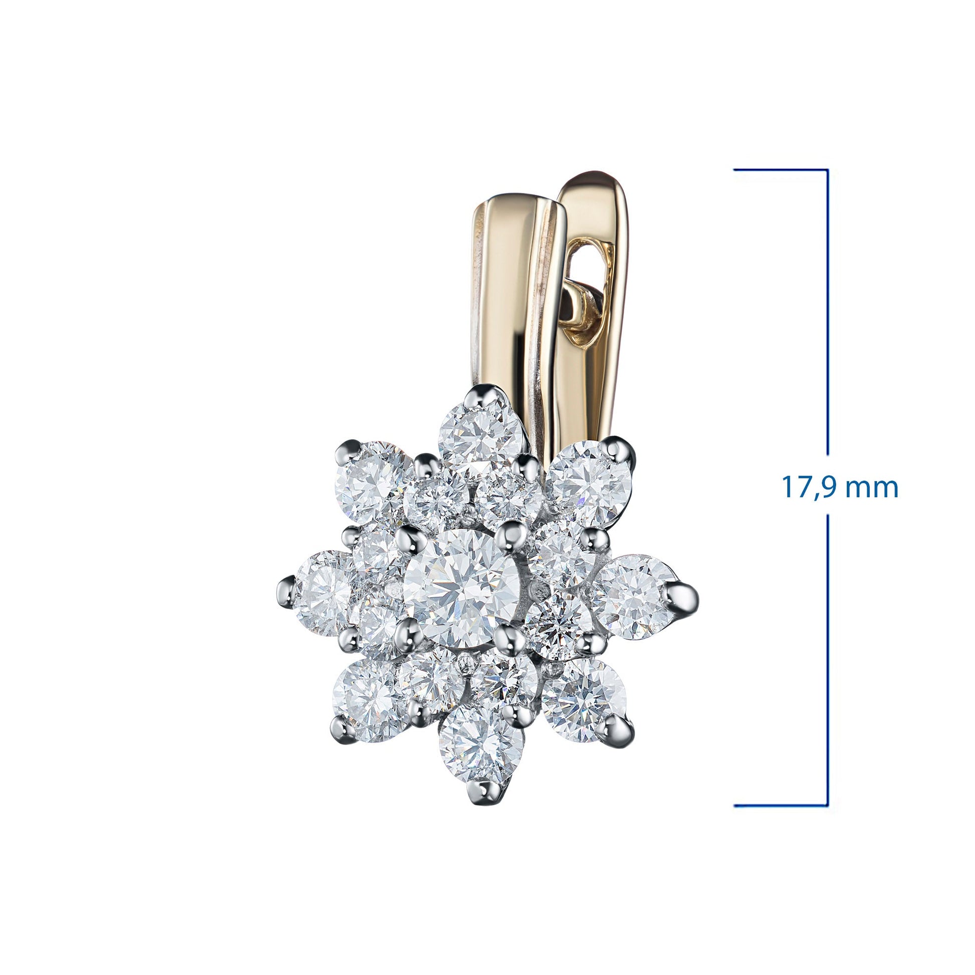 14K White and Yellow Gold Earrings with 34 Round-Cut Lab-Created - Which Mark
