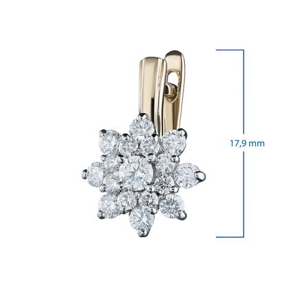 14K White and Yellow Gold Earrings with 34 Round-Cut Lab-Created - Which Mark